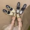 Flat-bottomed Silver Temperament Mary Jane Half-tray Single Shoes Fairy Shoes 2025 Summer and Autumn with Skirt Bag Head Half-slippers