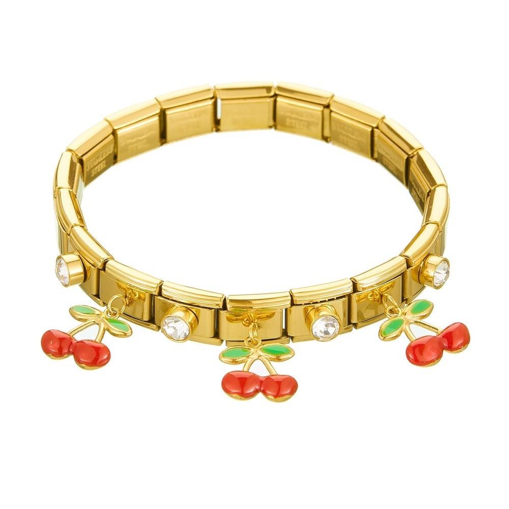 Red Oil Drop Pendant Bangle Stainless Steel Wrist Jewelry New Square Round Bangle