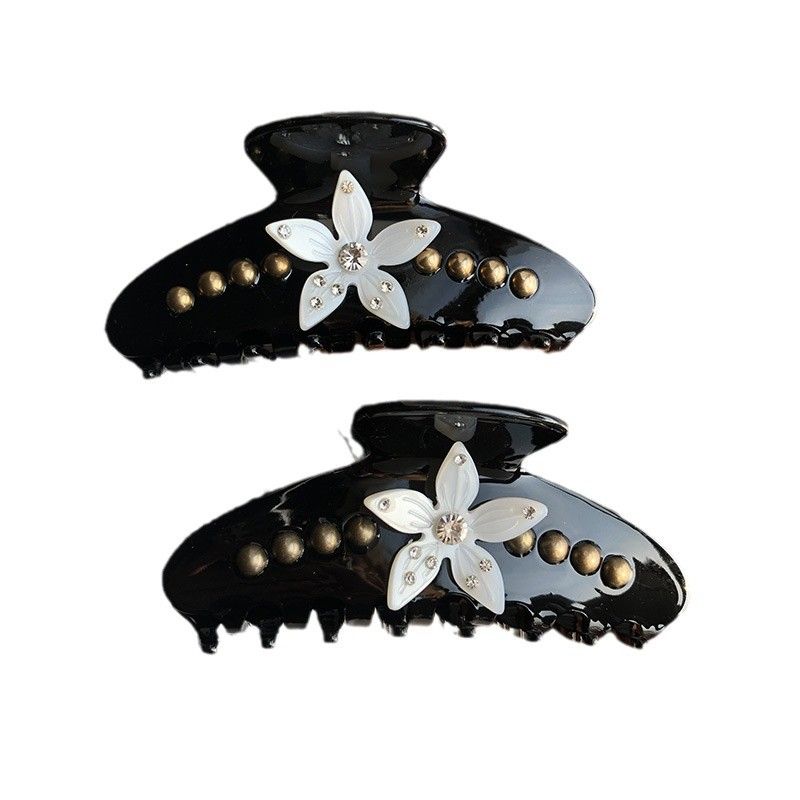 1 шт. Классический объем для волос «Вистерия», Элегантный большой размер с инкрустацией бриллиантами, Женский французский стиль люкс, Зажим-акула, Заколка для волос