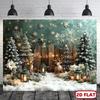 2D Enchanted Winter Forest Christmas Backdrop with Reindeer & Snowflakes Party Background
