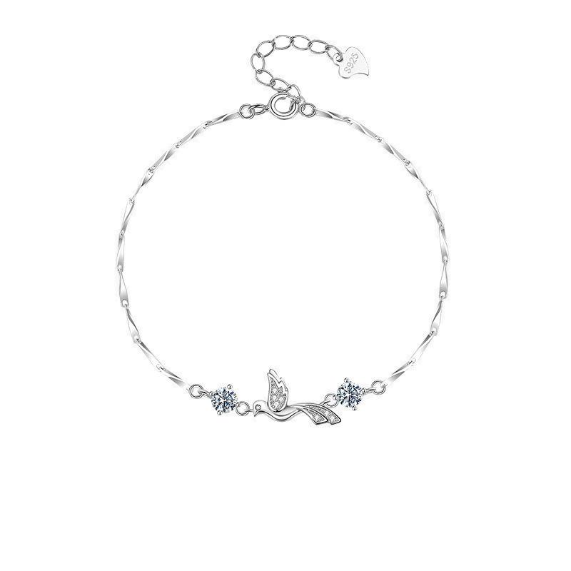 Новые аксессуары French Haute Couture, легкая роскошь, браслет из стерлингового серебра S925 с синим эвкалиптом и птицей для женщин