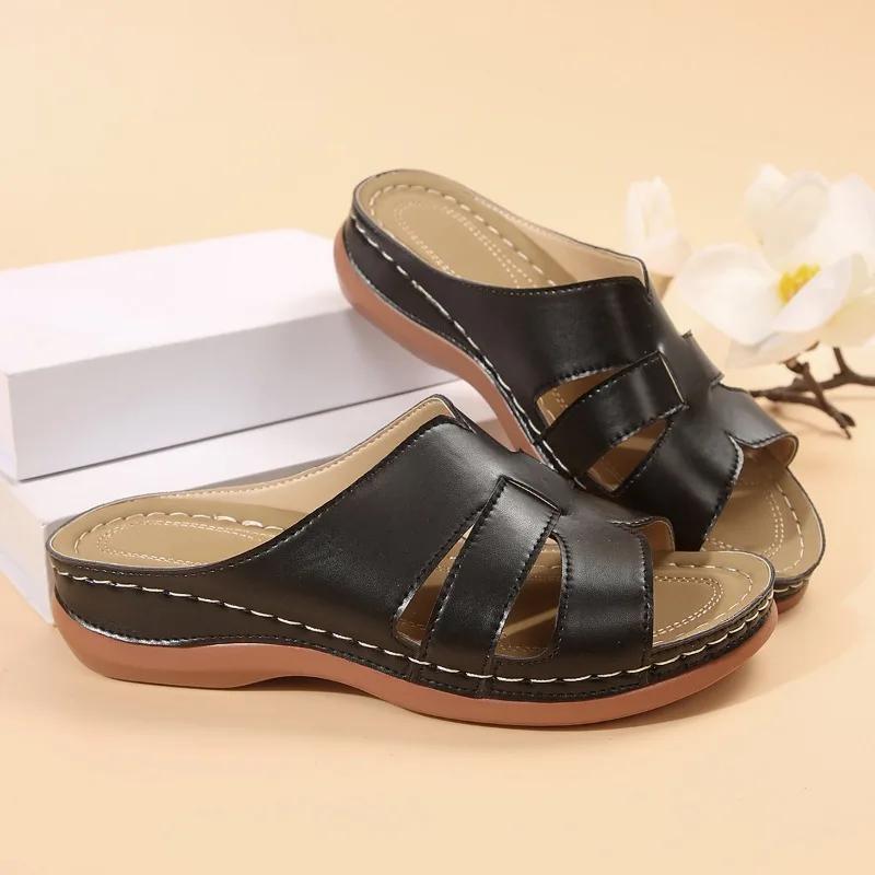 Роскошные летние тапочки для женщин на танкетке, модные пляжные сандалии для отдыха на открытом воздухе, женские шлепанцы, брендовые дизайнерские повседневные сандалии