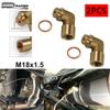 2pcs M18 X 1.5 Brass Fitting Universal Connector Plug Kit Exhaust P0420 P0430 90 Degree O2 Oxygen Sensor Spacer Extender Tools