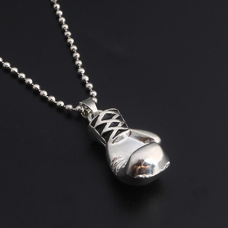 Punk Style Stainless Steel Gold Color Silver Fitness Boxing Glove Fists Pendant Necklace
