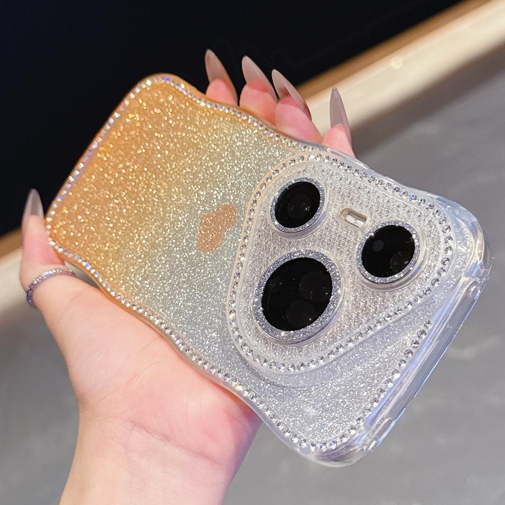 KEYSION Градиентный волнистый чехол для телефона с сердечком для Huawei Pura 70 80 Pro 80 70 Ultra, блестящий, с драгоценными камнями, протектор объектива, противоударный чехол