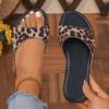 Fashion Women's Slippers Leopard Print Flat Shoes 2025 Summer New Women Flip-flops Anti Slip Fashion Comfortable Outdoor Beach Slippers