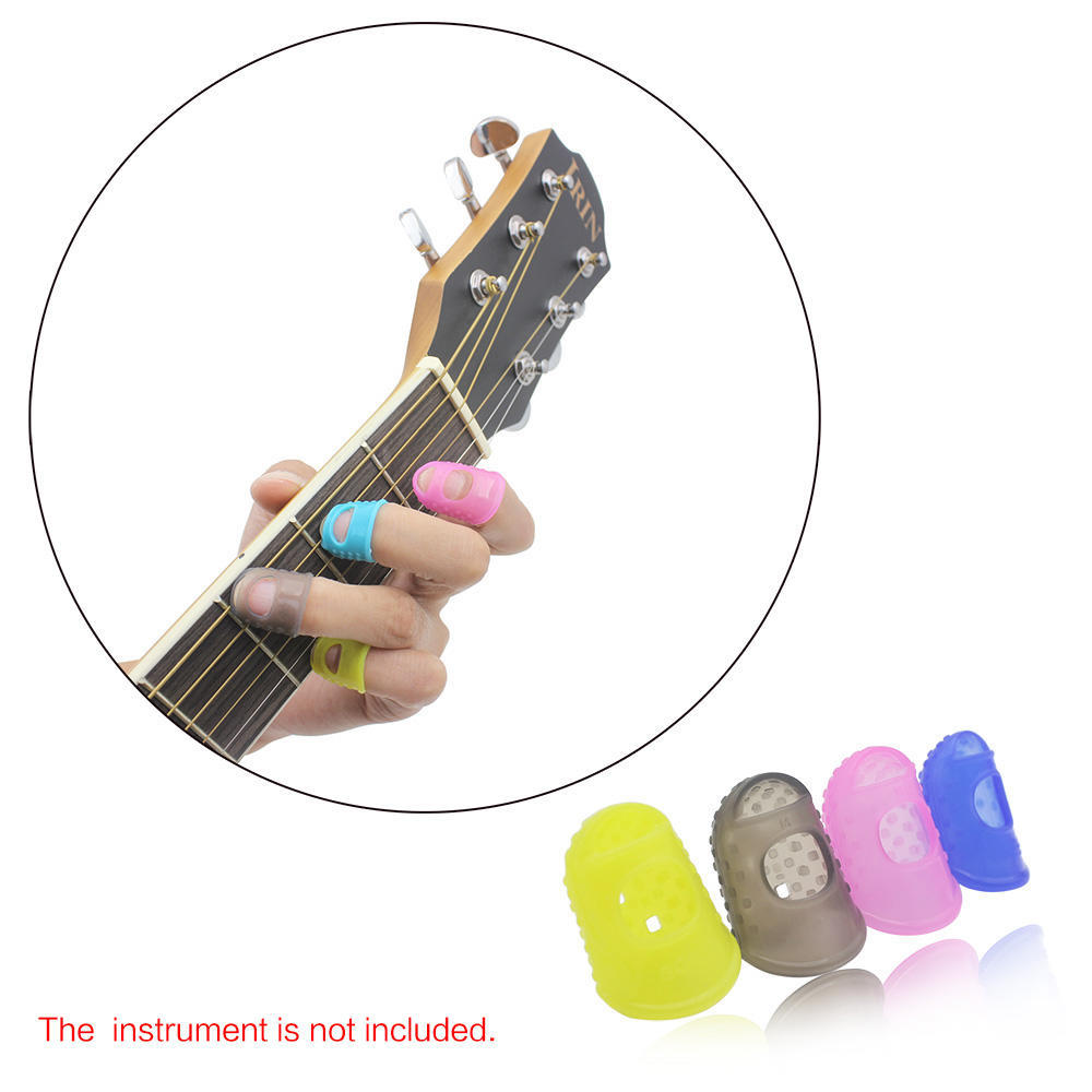 4 In 1 Flexible Fingertip Protectors Silicone Finger Guards Fingertip for Guitar Ukulele Bass