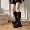 Brown Small Thick-soled Boots for Women's 2025 New Autumn and Winter Versatile and Thin High Boots But Knee Boots