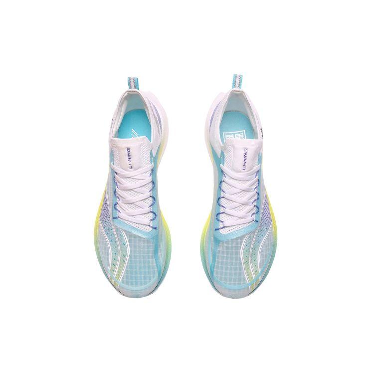 Кроссовки Li Ning Feidian Challenger One Piece Woven Speed Low Top для бега, мужские кроссовки, белые, синие, фиолетовые, ARMR011-1