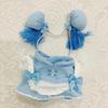 [Plush Clothes] Chinese Apron & Head Dress Set for Plush Toys, Light Blue, 10cm~15cm [Used]