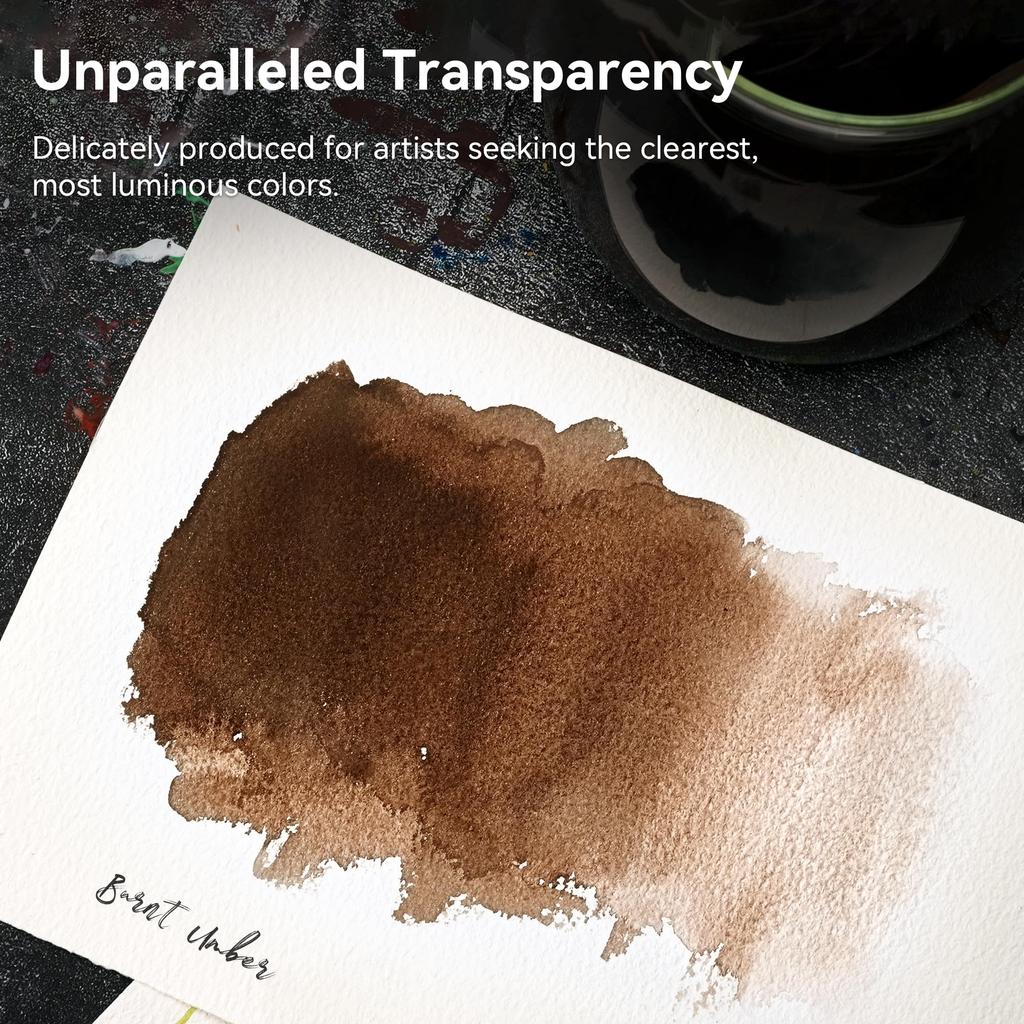 PHOENIX Набор профессиональных акварельных красок 24 цвета полукюветы Профессиональное качество Пигментные акварели в жестяной коробке с палитрой Компактный Портативный для путешествий