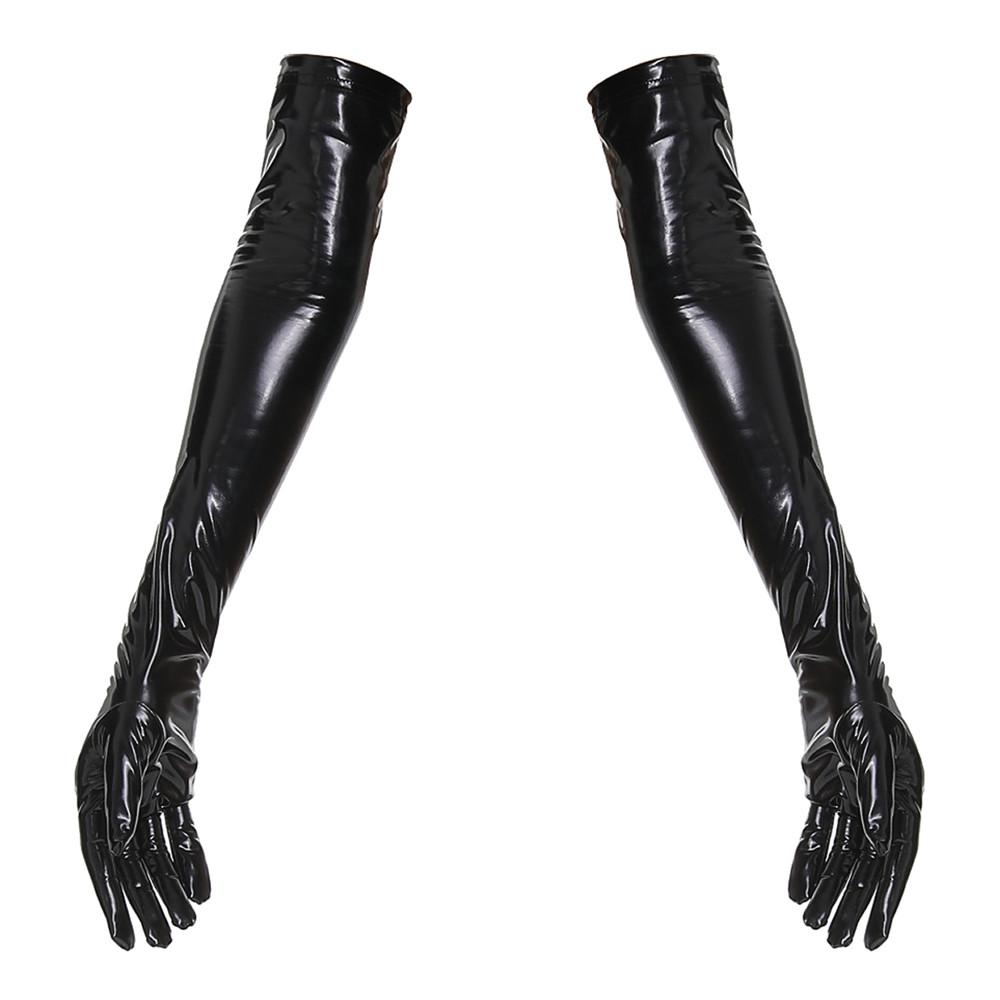 Сексуальные женские комбинезоны из искусственной кожи и латекса с поясом, с высоким вырезом, боди из искусственной кожи с эффектом мокрого вида, клубные костюмы, перчатки, длинные чулки