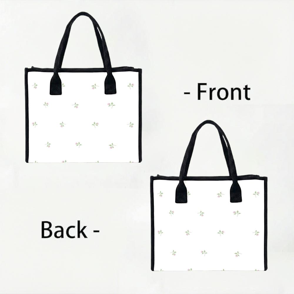Cute Floral Printed Tote Bag Casual Large Capacity Handbag for Daily Use
