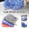 Double-sided Thickened Microfiber Car Washing Gloves Manual Cleaning Tool Maintenance Care Absorbent Gloves Mitt Car