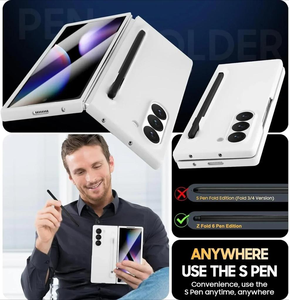 Для Samsung Galaxy Z Fold 8 7 6 5 8Ultra Премиальный чехол с S Pen и держателем для S Pen Матовый однотонный Тонкий чехол-защита экрана