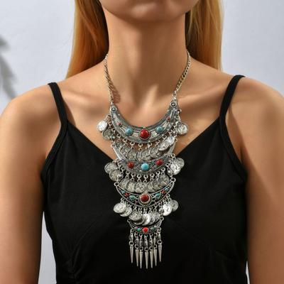 Ожерелье с воротником, красивое удлиненное ожерелье с кисточками, элегантное массивное этническое ожерелье, ожерелье для девочек, модные украшения