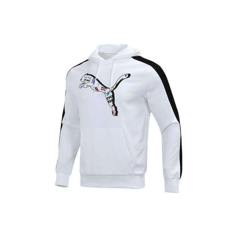 Puma Повседневная толстовка с капюшоном и полосками по бокам, унисекс, с длинным рукавом, белая 534513-02