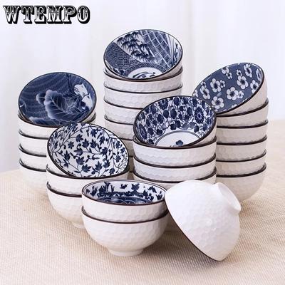 6 шт. синие и белые бытовые фарфоровые миски, керамические миски, миски для риса, наборы посуды, керамические миски для риса, 4,5-дюймовые миски