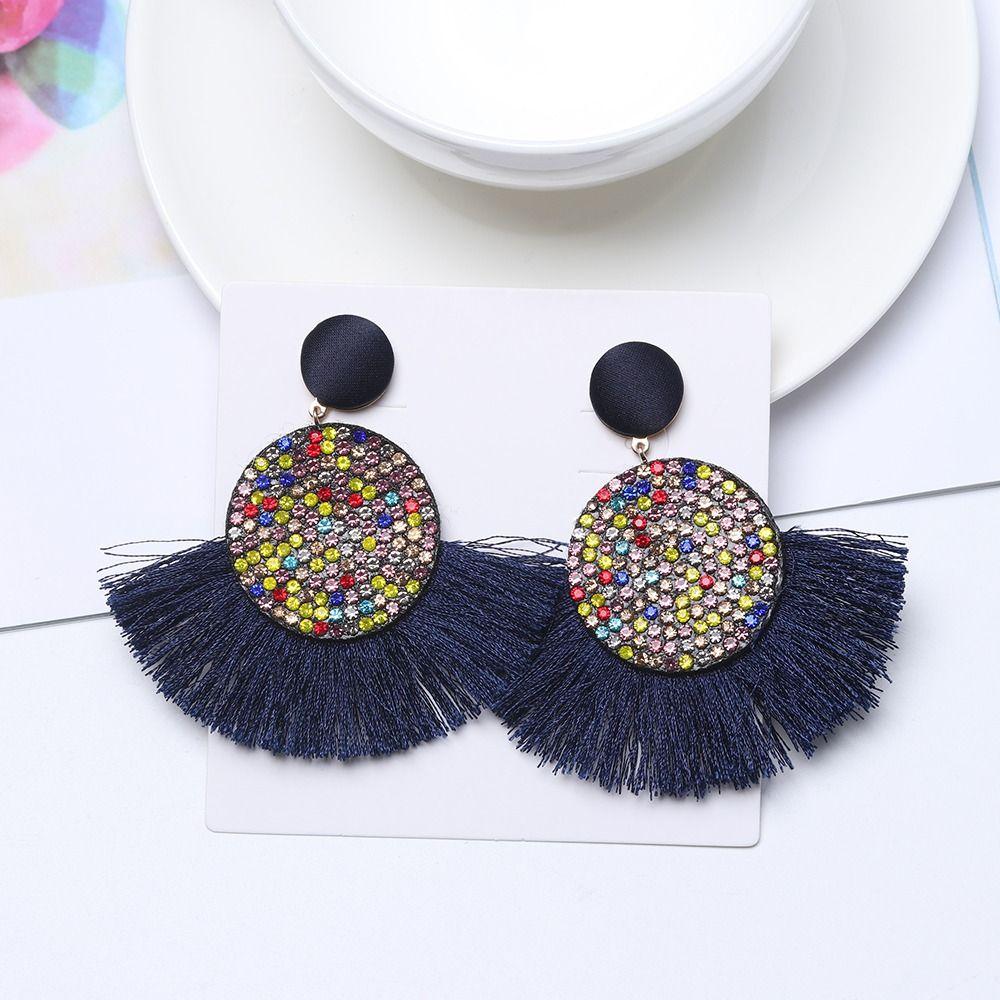 Circular Tassel Earrings Charm Geometric Fringe Earrings Fashion Big Earrings  Valentine's Day