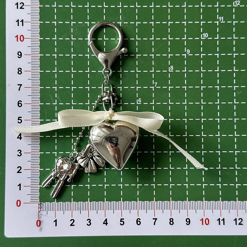 Ins Style Metal Love Key Chain Bowknot Phone Pendant Headphone Case Charms Bag Decor Car Key Ring