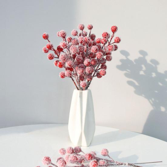 20 шт. Искусственный снег Красная ягода Подборка Ветка Рождественские ягоды падуба Стебель Искусственный