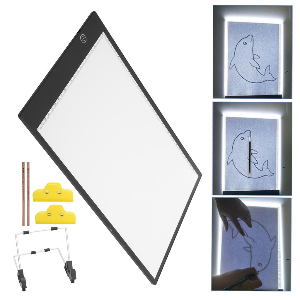  Светодиодная доска для рисования с подсветкой, регулируемая яркость, с зажимами для кронштейна, сумка, набор карандашей