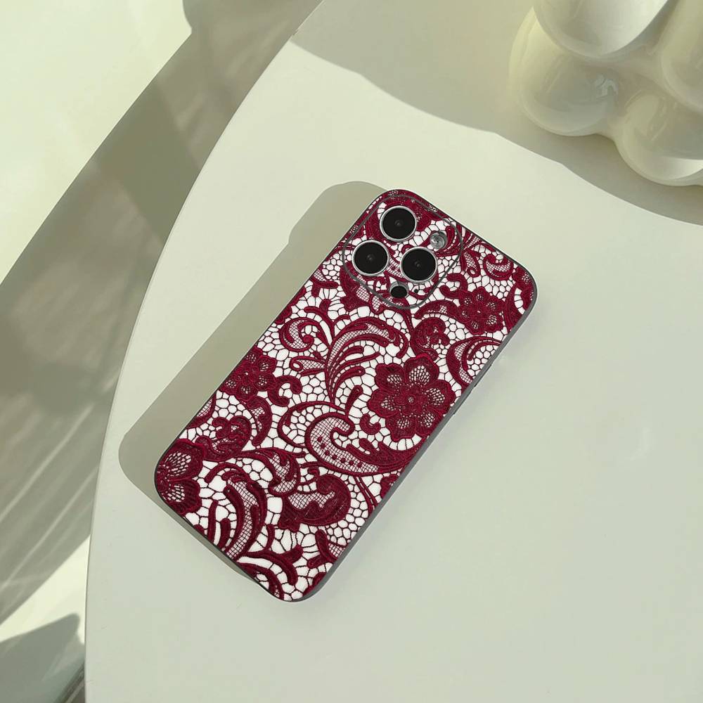 Чехол для телефона с принтом L-Lace для iPhone 17,16,15,14,13,12,11 Pro Max, Легкий и практичный Мягкий черный чехол