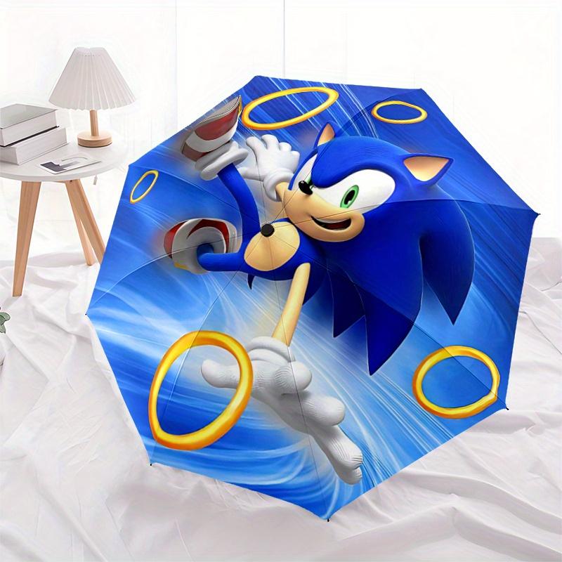 1pc Sonic the Hedgehog Automatic Opening/Closing Umbrella - Portable 3-Fold Design with 8 Ribs, Outdoor, for Fans, Travelers, Daily Use, Gift Ide
