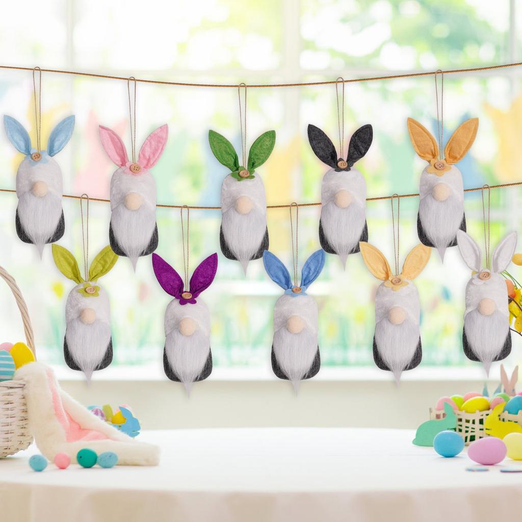 10 штук 3D пасхальных плюшевых игрушек-кроликов с различными шерстяными подвесками для безликих пожилых людей и гномов, украшение для пасхальной вечеринки своими руками