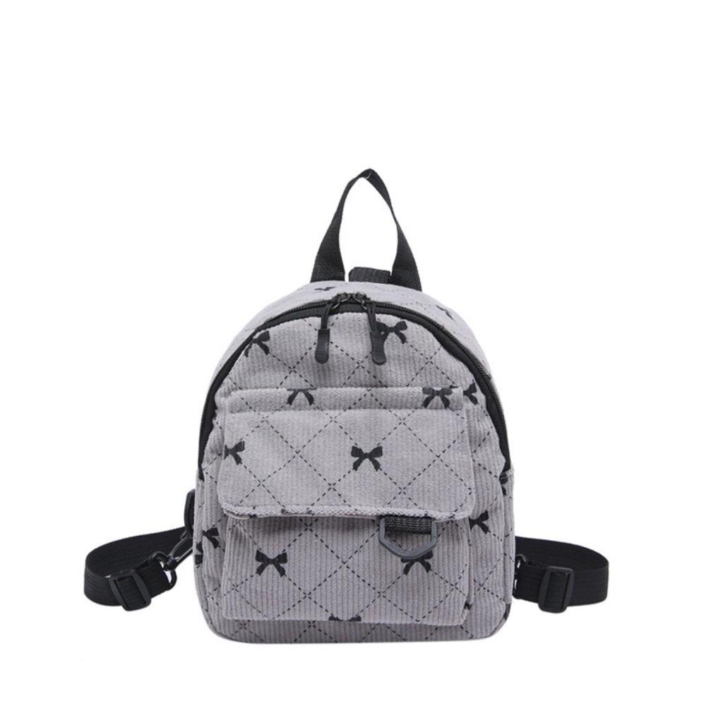 Lightweight Shoulder Bag Corduroy Bow Rucksack Cute Student School Bag Women