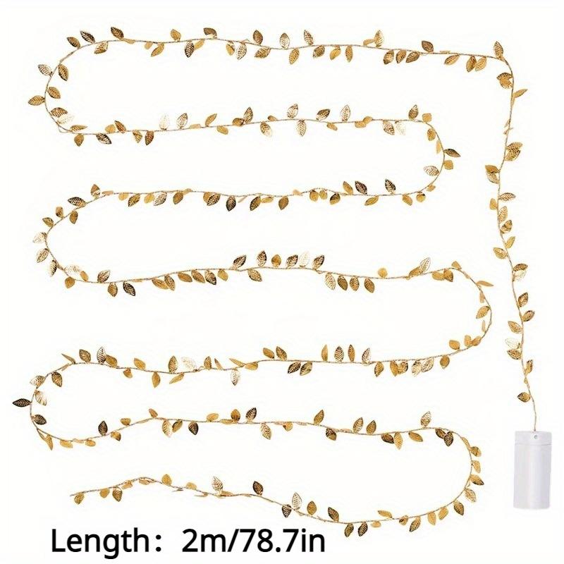 1 шт. 2 м/78,7 дюйма 20 светодиодов с имитацией золотого листа, украшения, гирлянды, украшения для дня рождения, Рамадана, Рождественского фестиваля, гирлянды