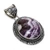 Chevron Amethyst Gemstone 925 Solid Sterling Silver Jewelry Pendant 2.09" SU-10331