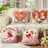 Valentine's Day Pillow Case Home Illustration Decoration Living Room Sofa Cushion Cover Linen Digital Letter Printing