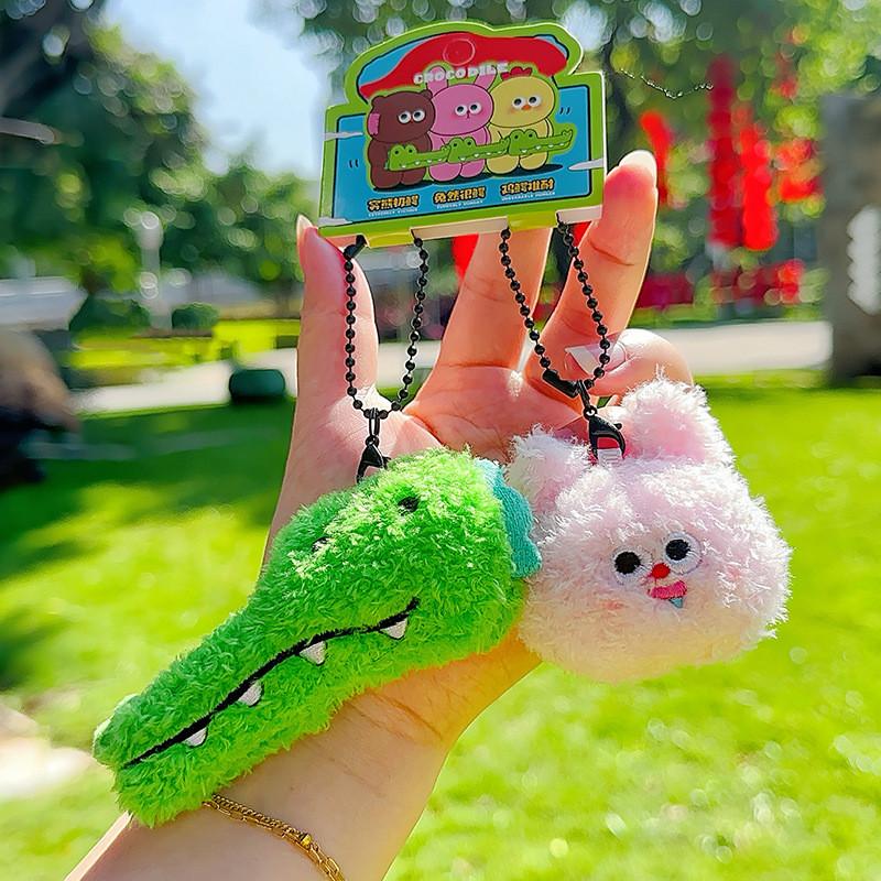 Crocodile Good Friend And Chick Bear Rabbit Dual Plush Keychain For Items Gift