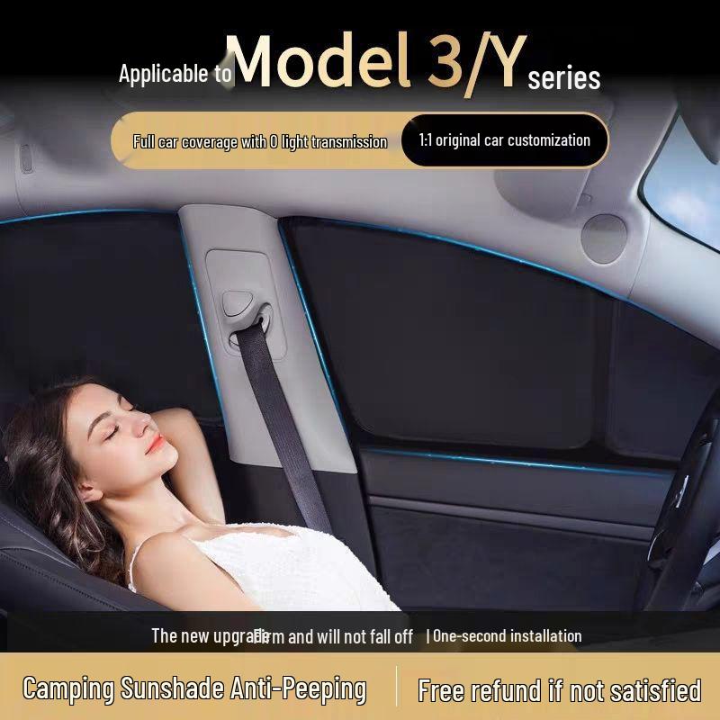 Занавески для боковых окон кемпинга на природе для Tesla Model Y Renew 3 - Защита от солнца и теплоизоляция