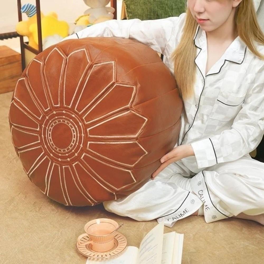 Waterproof Pumpkin Pouf Cover Round Sofa Stool Cover Storage Leg Bench Home Furniture