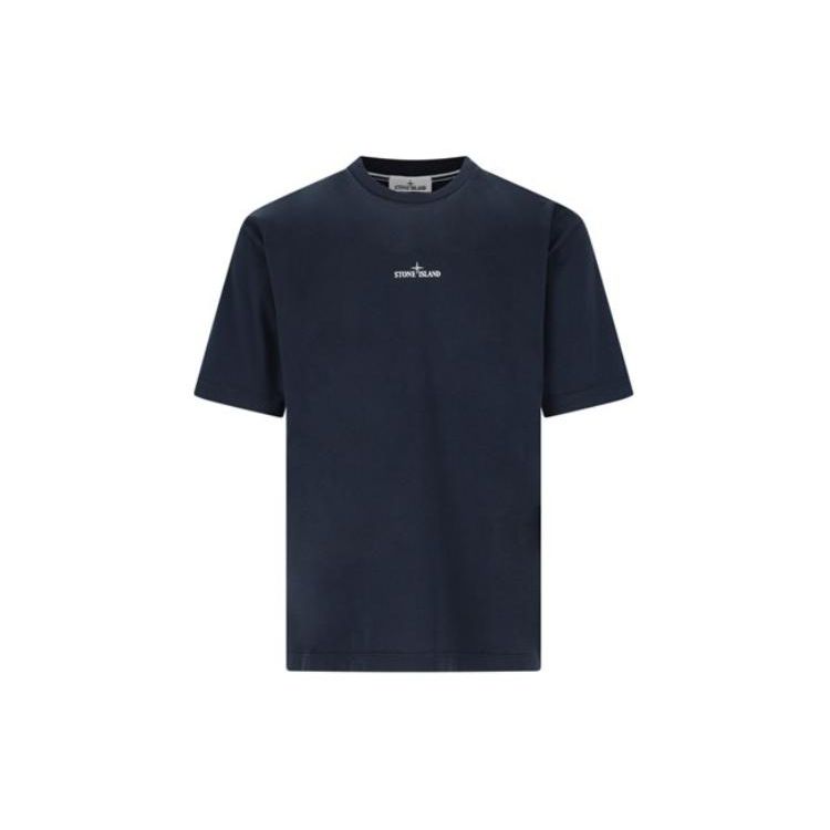 STONE ISLAND Мужская приталенная футболка с коротким рукавом и круглым вырезом с принтом букв СС24, топы, темно-синий 80152RC89-V0020