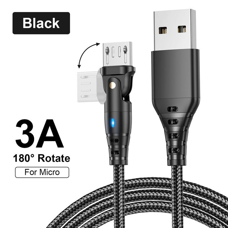 Поворот на 180 градусов USB-кабель типа C, кабель для быстрой зарядки для телефона Samsung, дата-кабель 3A USB Micro для Xiaomi POCO Oneplus