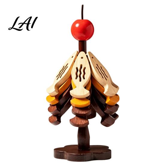 Kitchen Accessories Gift Bamboo Trivets with Storage Rack Heat Resistant Hot Table Protector Pads Decorative Wooden Coaster for Dining Countertop