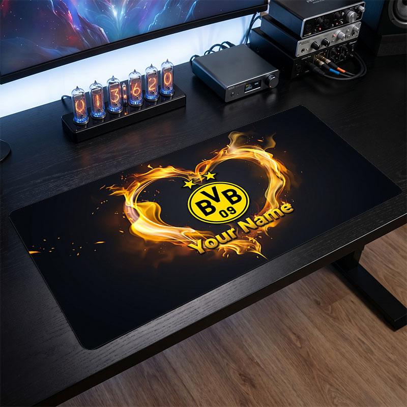 Большой игровой коврик для мыши Borussia Dortmund, персонализированная печать имени, нескользящий коврик для стола с логотипом футбольного клуба, игровой подарок