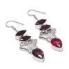 Natural Garnet Gemstone Handmade 925 Sterling Silver Earring 2.36" l2P71