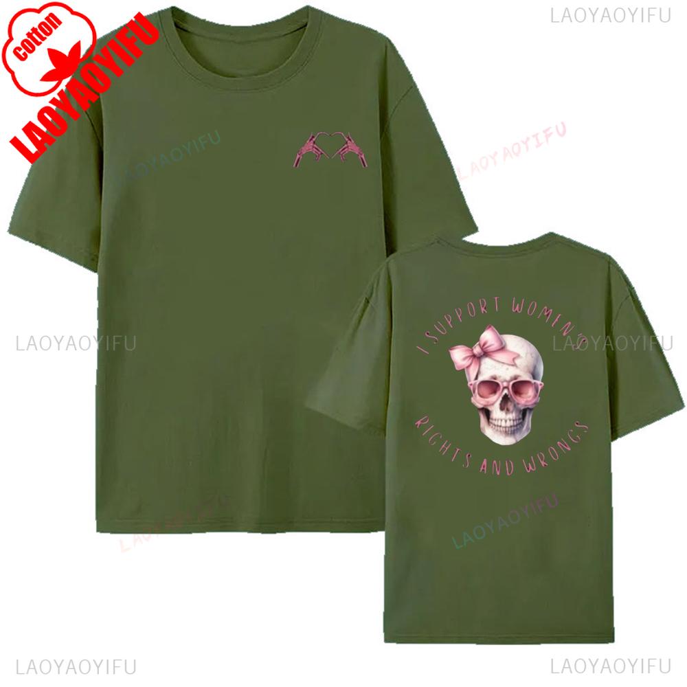 Feminist Rights Tshirt Doublesided Skull Gothic Halloween Shirt Wounisex Spooky Season Gift Tee Comfortable Cotton Vintage Design