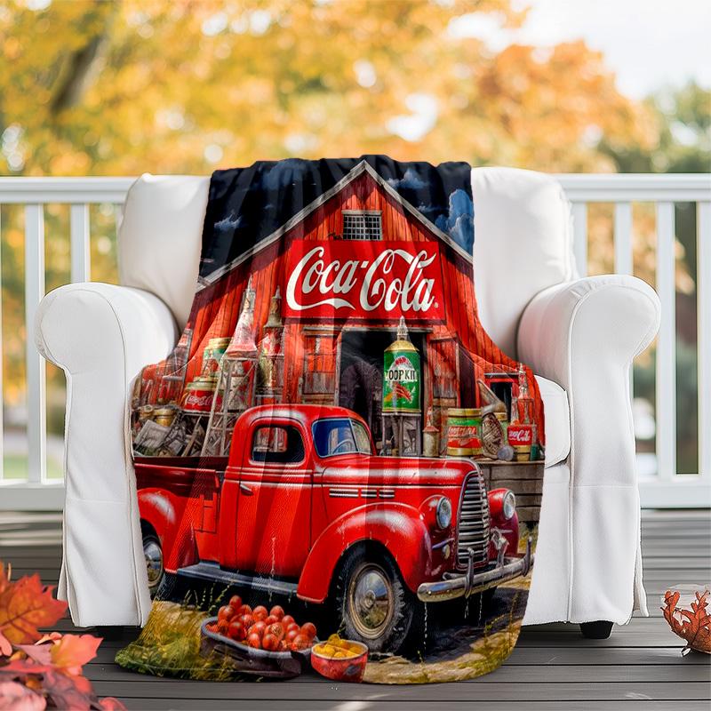Christmas gift Halloween themed cola beverage Coca Cola blanket soft home furnishing nap decoration four seasons warm Sherpa blanket U4