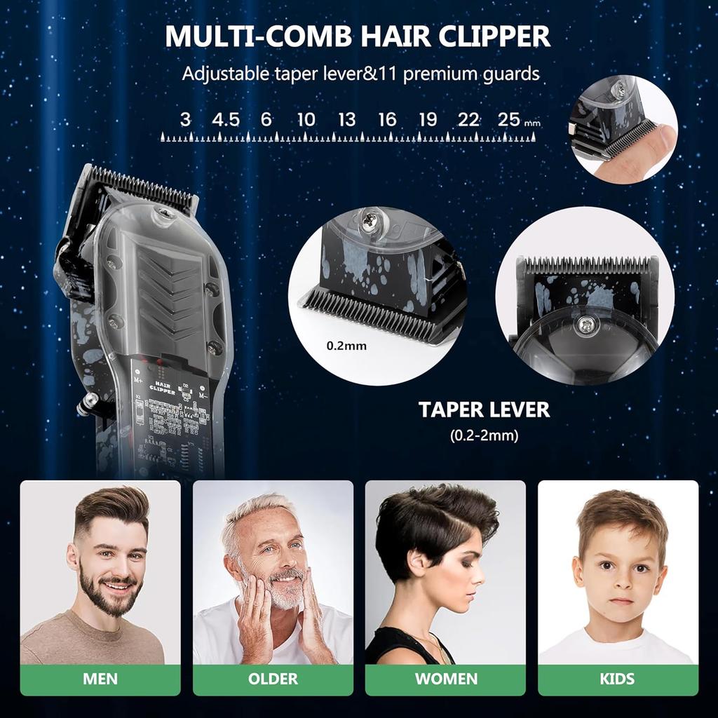 Clippers for Men, Cordless Barber kit for Hair Cutting & Grooming, Hair Clippers Set for Barber Haircut