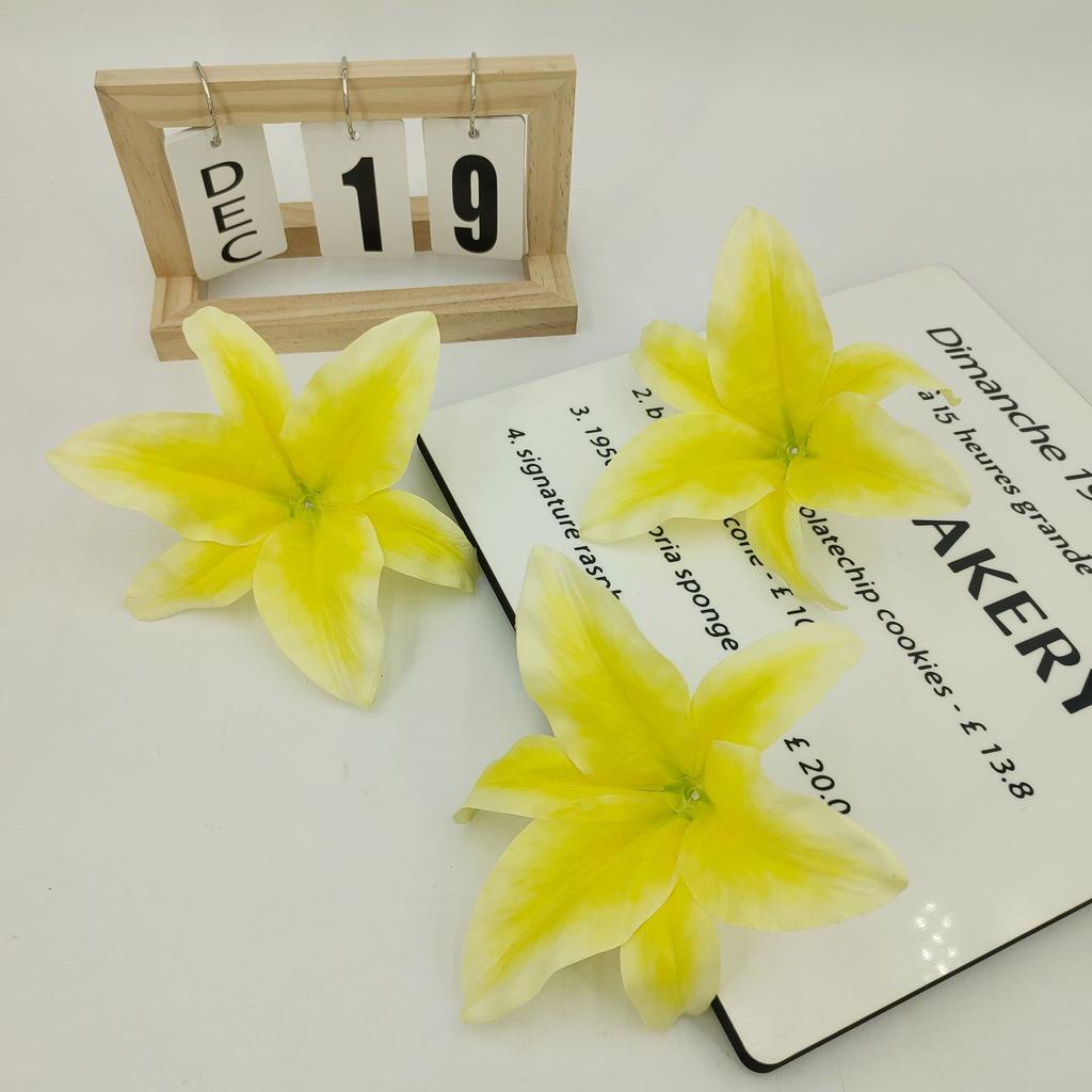 3pcs Artificial Pink Stargazer Lily Flower Heads Faux Silk Oriental Lily Fake Flower for Wedding Bouquet Table Floral Home Decor