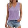 Spring and Summer V-neck Sleeveless Top Solid Color Pit Stripe Women’s Knitted Vests