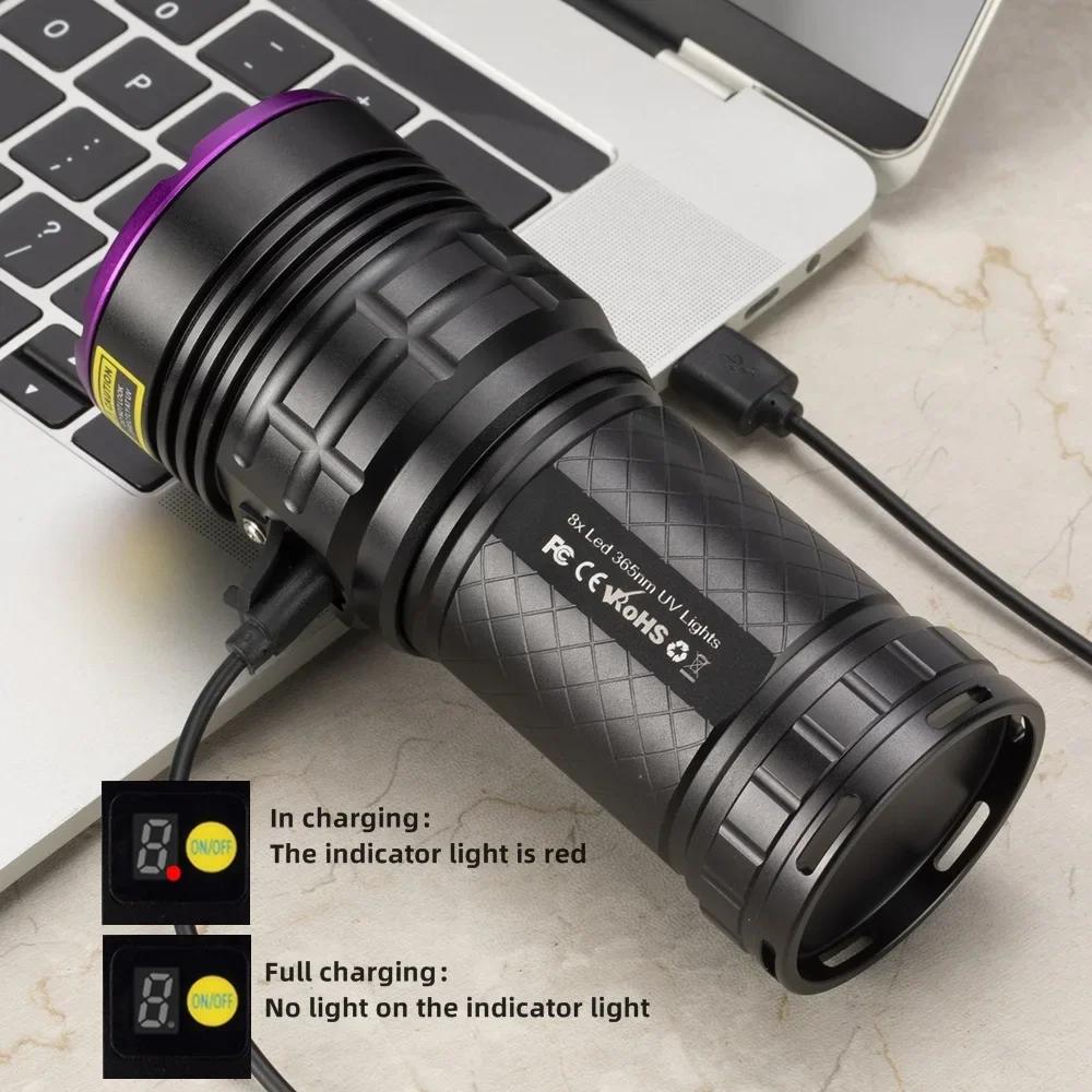 Ультрафиолетовый фонарик Alonefire Power 365 нм УФ 160 Вт Перезаряжаемый фонарь для отверждения денег, руды, скорпиона, флуоресцентный детектор