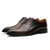 Leather Shoes Men'S First Layer Cowhide Leather Retro Crocodile Pattern Oxford Shoes Business Dress Groom Wedding Shoes