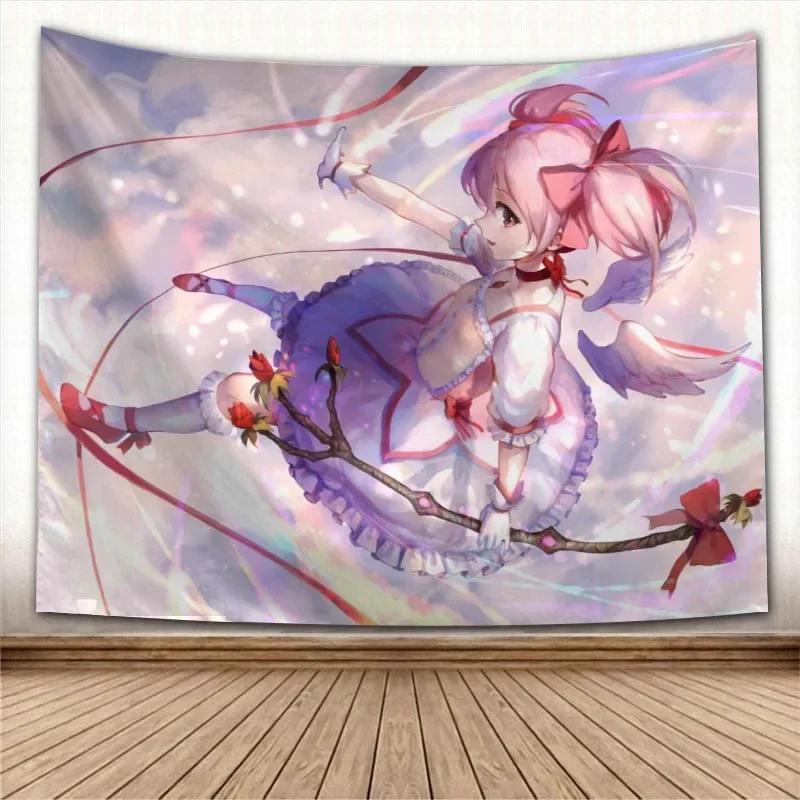 Puella Magi Madoka Magica Кавайное Аниме Гобелен Психоделический Декоративный Ковер Настенная Ткань Для Гостиной Спальни Аксессуары
