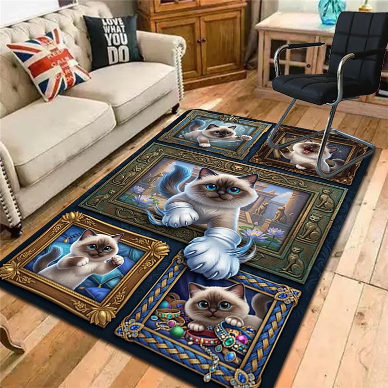 Fantasy Cats Pattern Rug Floor Mat for Living Room or Bedroom Soft and Comfortable Carpet a Gift for Birthday and Holiday.